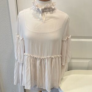EUC See By Chloe Cream Ruffle Blouse and Tank Set